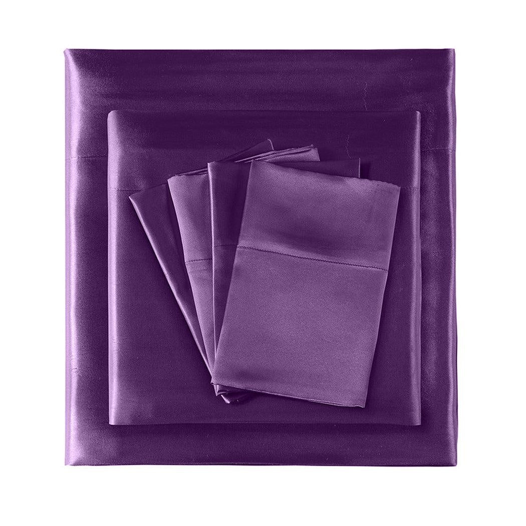 DreamZ Ultra Soft Silky Satin Bed Sheet Set in Single Size in Purple Colour Deals499