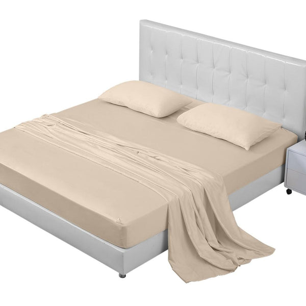 DreamZ 4 Pcs Natural Bamboo Cotton Bed Sheet Set in Size King Ivory Deals499