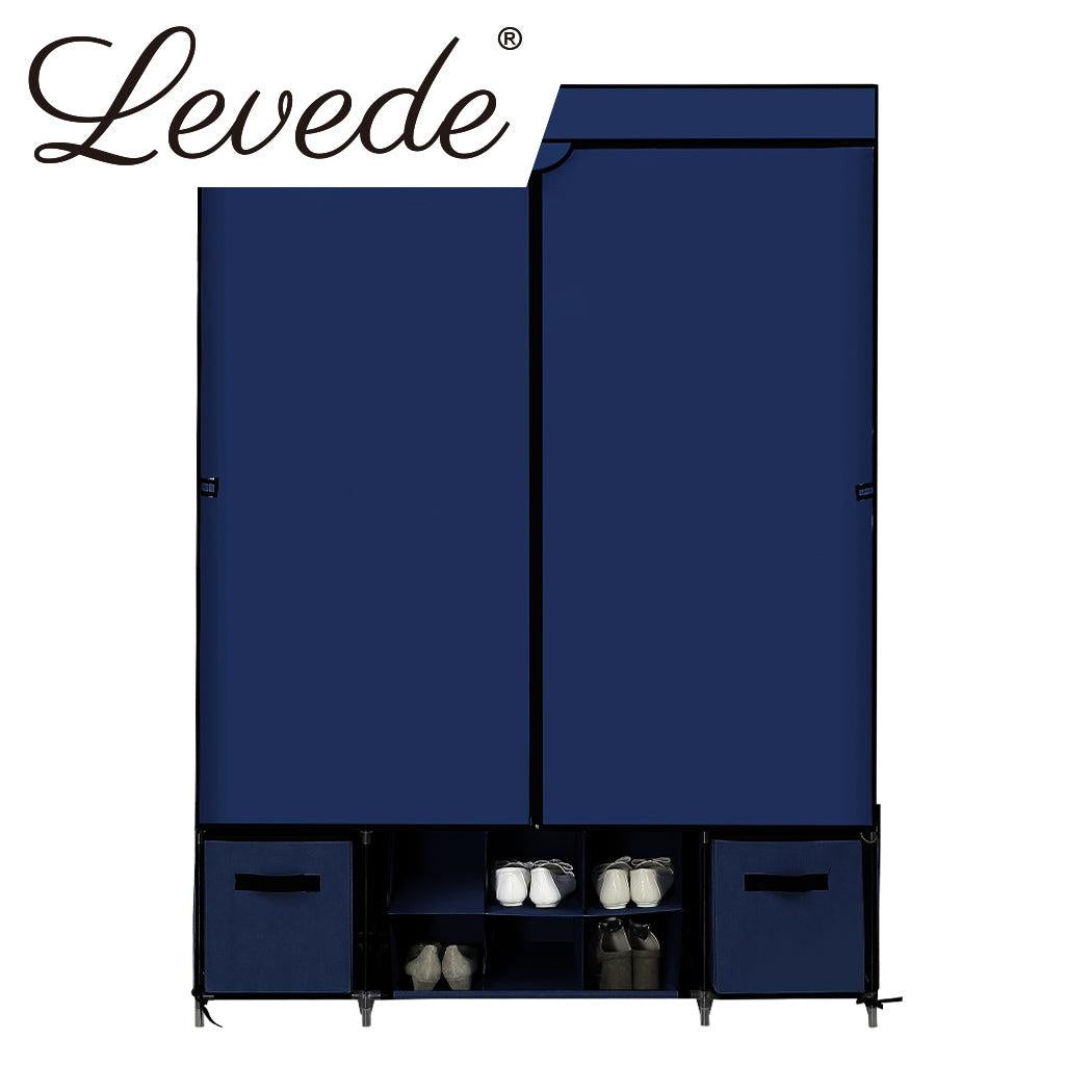 Levede Portable Wardrobes Shoe Rack Clothes Cabinet Closet Storage Navy Blue Deals499