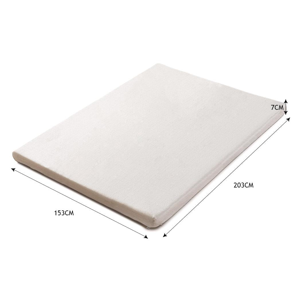 DreamZ 7cm Memory Foam Bed Mattress Topper Polyester Underlay Cover Queen Deals499