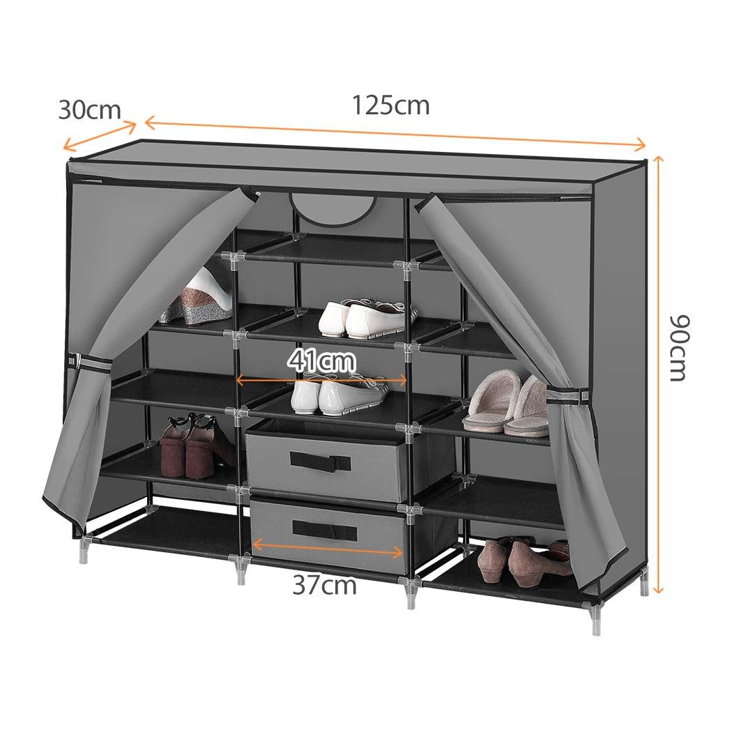 Shoe Rack DIY Portable Storage Cabinet Organiser Stackable Shelf Organizer Grey Deals499
