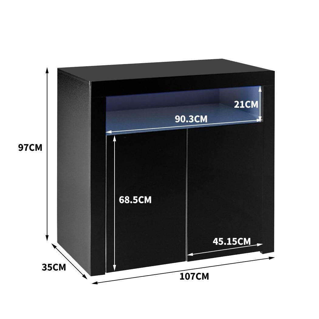 Levede Buffet Sideboard Storage Cabinet Modern High Gloss Furniture LED Black Deals499