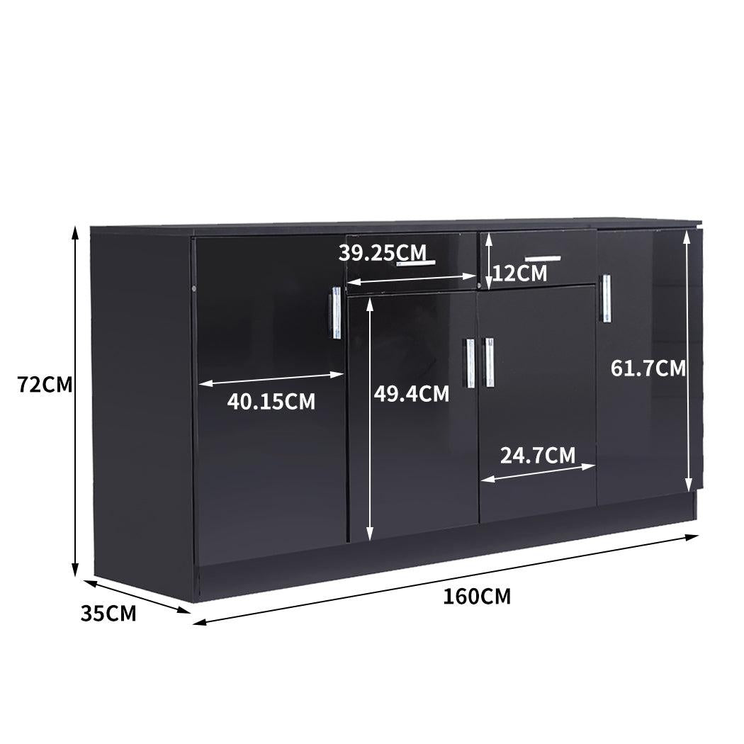 Levede Buffet Sideboard Storage Cabinet Artiss High Gloss Cupboard Drawers Black Deals499