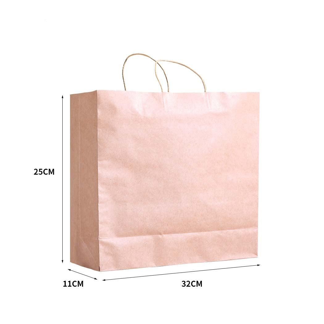50x Brown Paper Bag Kraft Eco Recyclable Gift Carry Shopping Retail Bags Handles Deals499