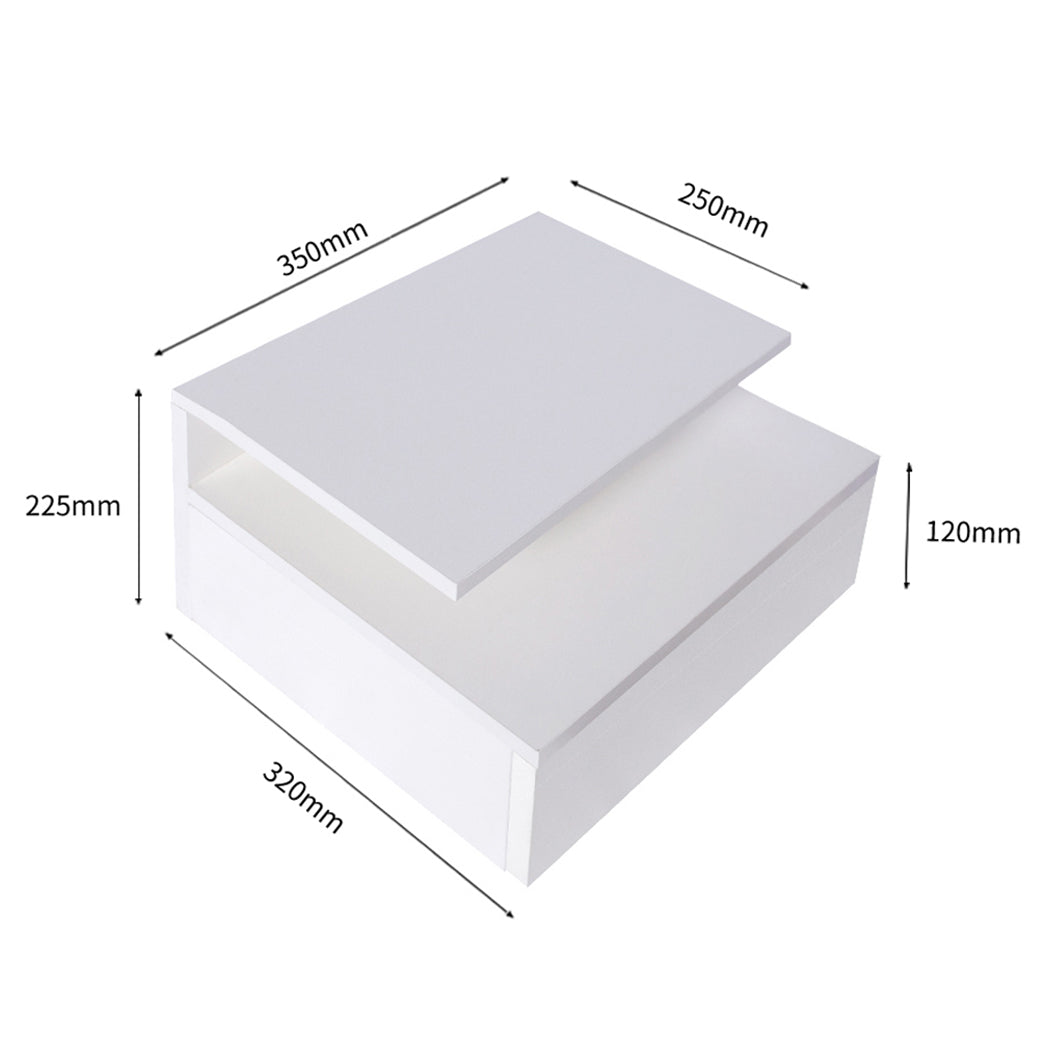 Levede Bedside Tables LED Wall Mounted Cabinet Side Table Floating Nightstand X2 Deals499