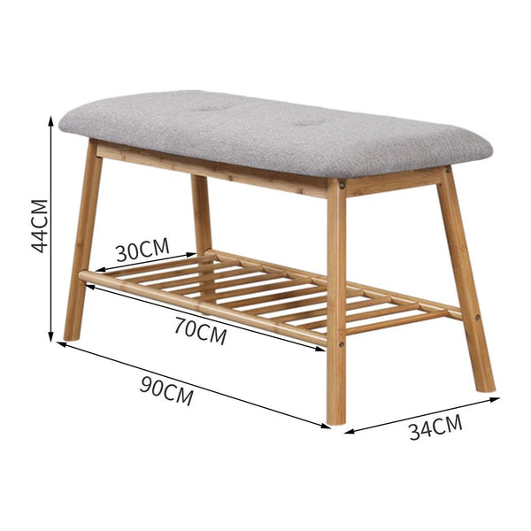 Shoe Bench Bamboo Shoes Storage Cushion Seat Rack Shelf Cabinet Organiser L Deals499