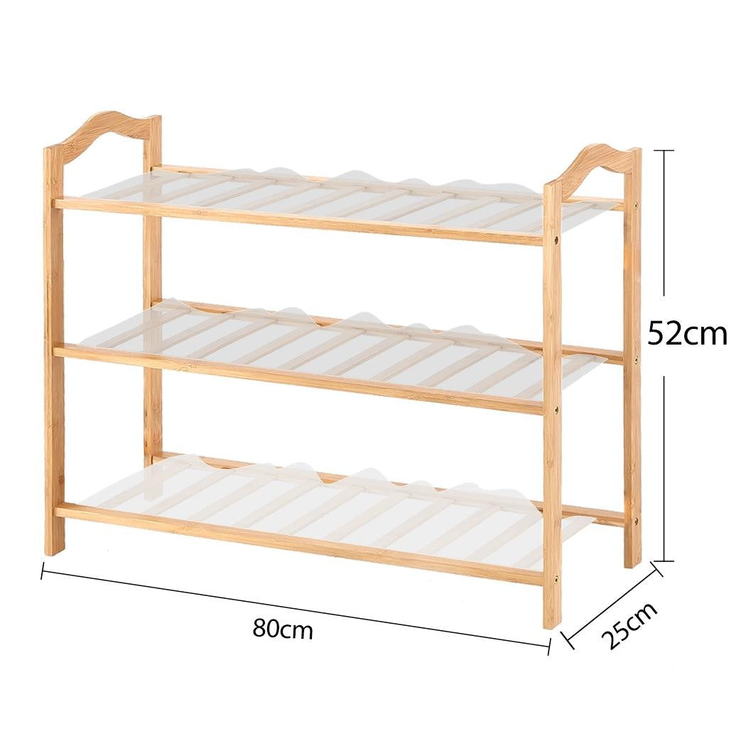 Levede Bamboo Shoe Rack Storage Wooden Organizer Shelf Stand 3 Tiers Layers 80cm Deals499