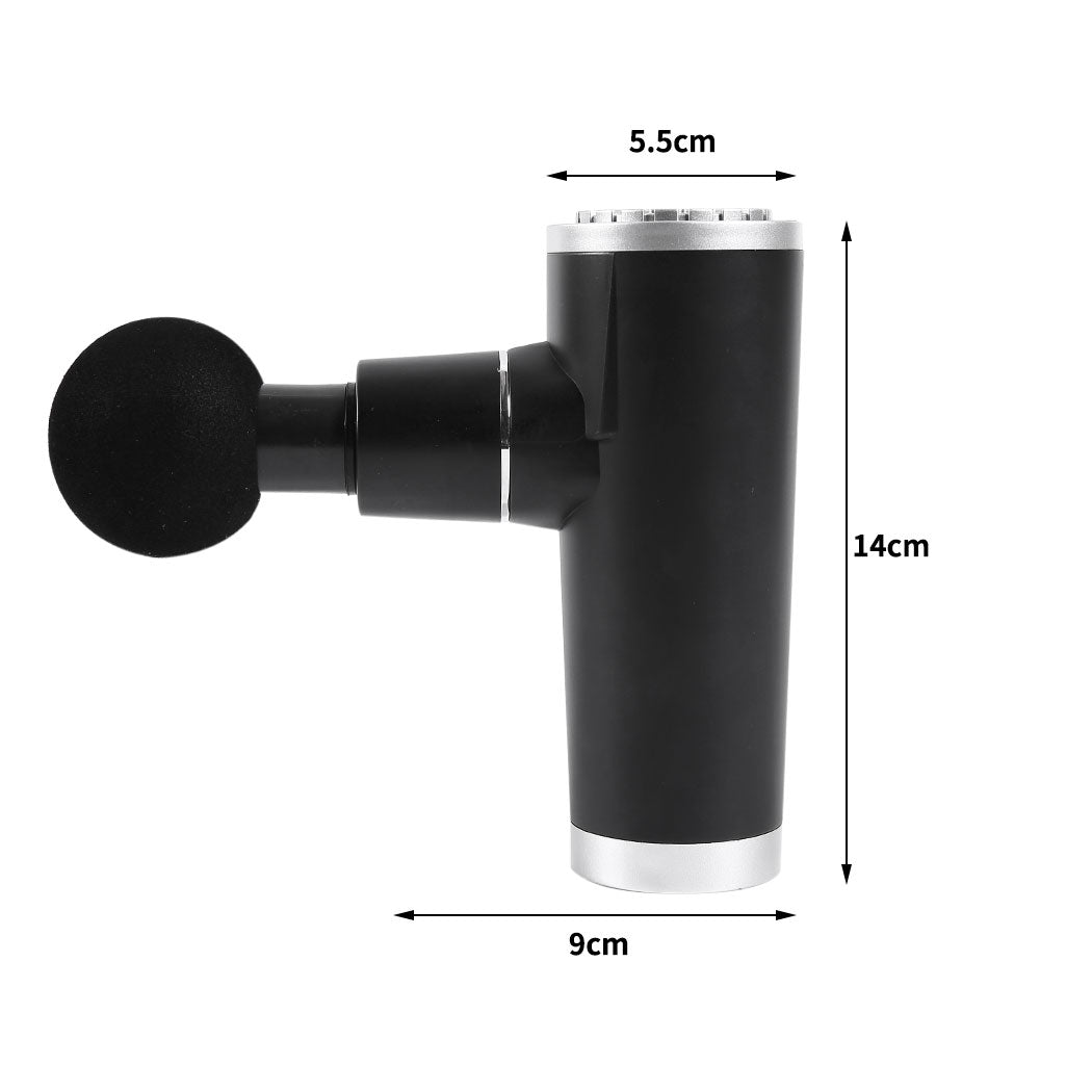 Mini Massage Gun Massager Muscle Vibrating Relaxing Tissue Percussion 4 Head USB Charcoal Deals499