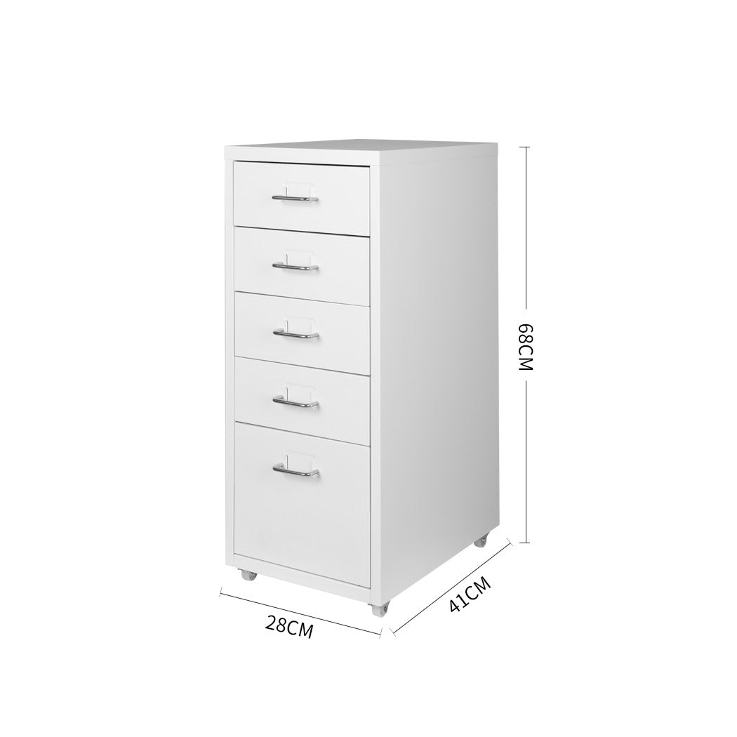 5 Drawers Portable Cabinet Rack Storage Steel Stackable Organiser Stand White Deals499
