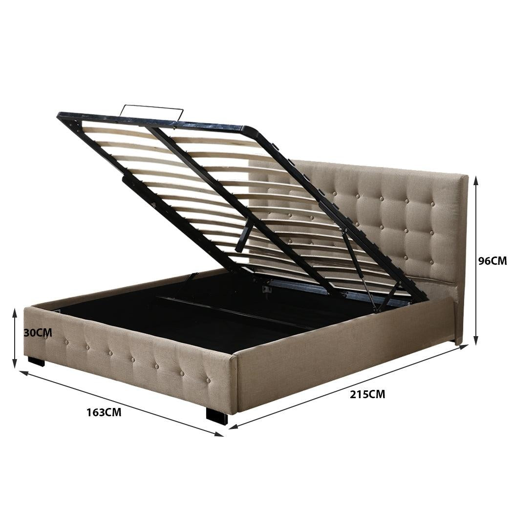 Levede Bed Frame Base With Gas Lift Queen Size Platform Fabric Deals499