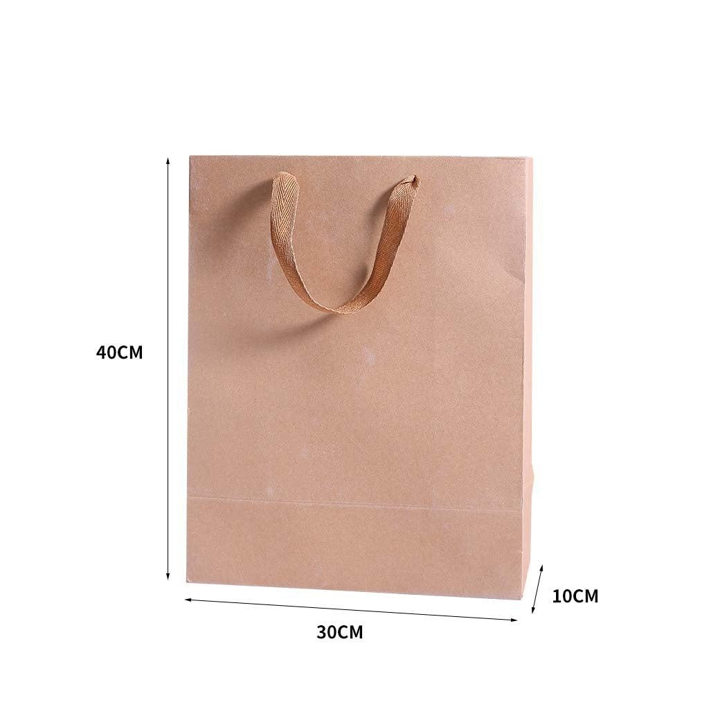 50x Brown Paper Bag Kraft Eco Recyclable Gift Carry Shopping Retail Bags Handles Deals499
