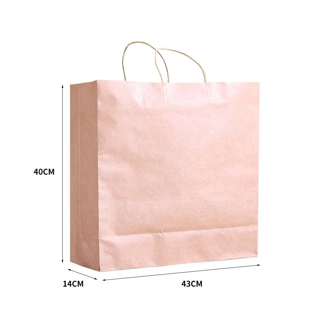 50x Brown Paper Bag Kraft Eco Recyclable Gift Carry Shopping Retail Bags Handles Deals499