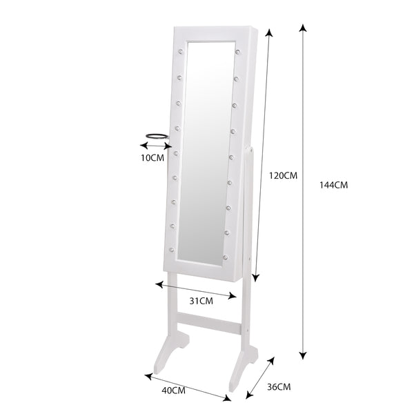 Levede Mirror Jewellery Cabinet Dressing Makeup Jewelry Storage Organiser Wood Deals499