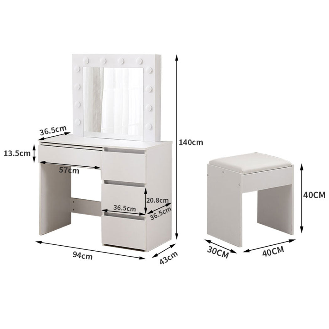 Levede Dressing Table tool Set LED Makeup Mirror Jewellery organizer Cabinet With 12 Bulbs Type2 Deals499