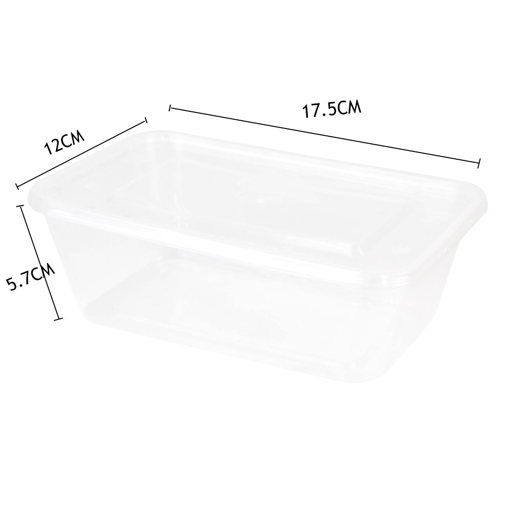 100 Pcs 750ml Take Away Food Platstic Containers Boxes Base and Lids Bulk Pack Deals499