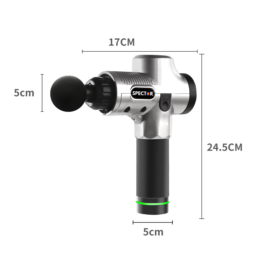 Massage Gun Electric Massager Vibration Muscle Therapy 4 Heads Percussion Silver Deals499