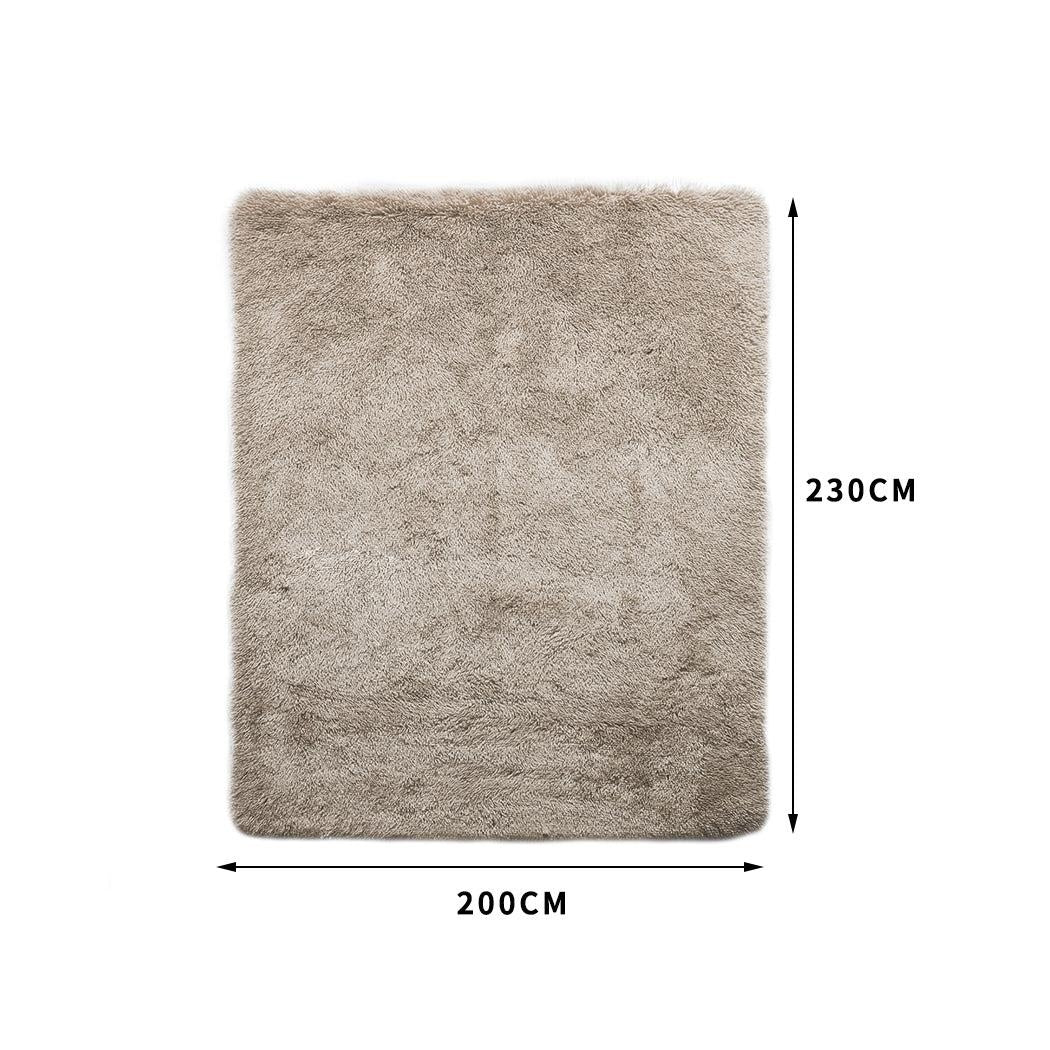 Designer Soft Shag Shaggy Floor Confetti Rug Carpet Home Decor 200x230cm Tan Deals499