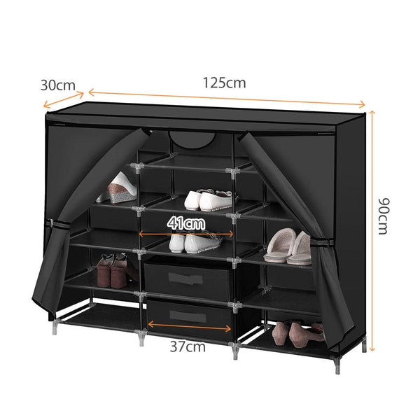 Shoe Rack DIY Portable Storage Cabinet Organiser Stackable Shelf Organizer Black Deals499