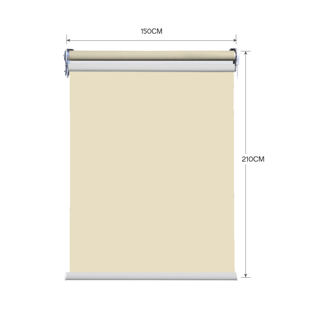 Modern Day/Night Double Roller Blinds Commercial Quality 150x210cm Cream White Deals499