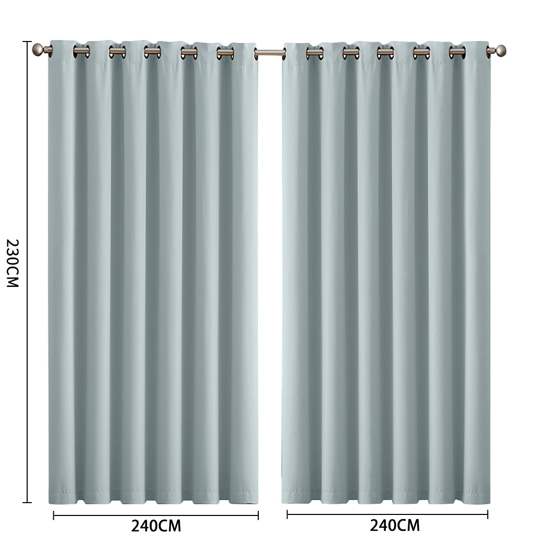 2x Blockout Curtains Panels 3 Layers Eyelet Room Darkening 240x230cm Green Deals499