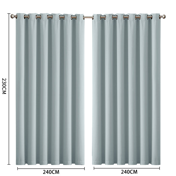2x Blockout Curtains Panels 3 Layers Eyelet Room Darkening 240x230cm Green Deals499