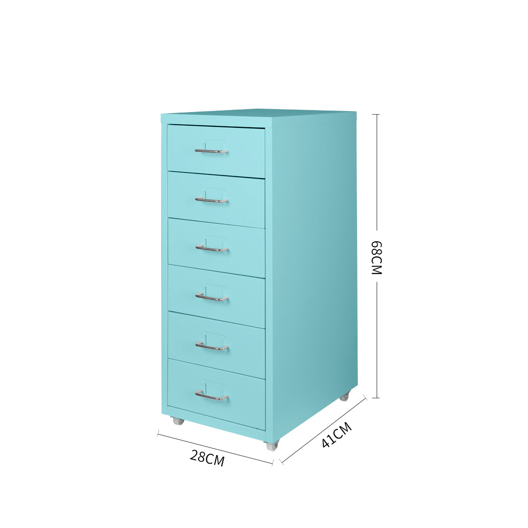 Filing Cabinet Storage Cabinets Steel Metal Home Office Organise 6 Drawer Blue Deals499