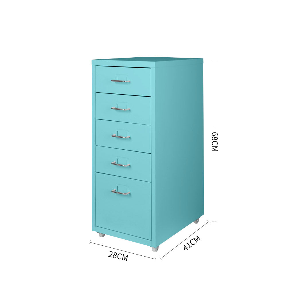 5 Drawers Portable Cabinet Rack Storage Steel Stackable Organiser Stand Blue Deals499