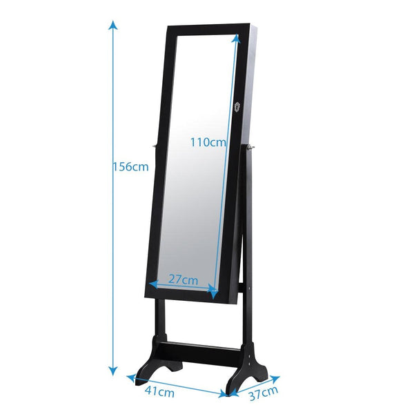 Levede Dual Use Mirrored Jewellery Dressing Cabinet with LED Light Black Colour Deals499