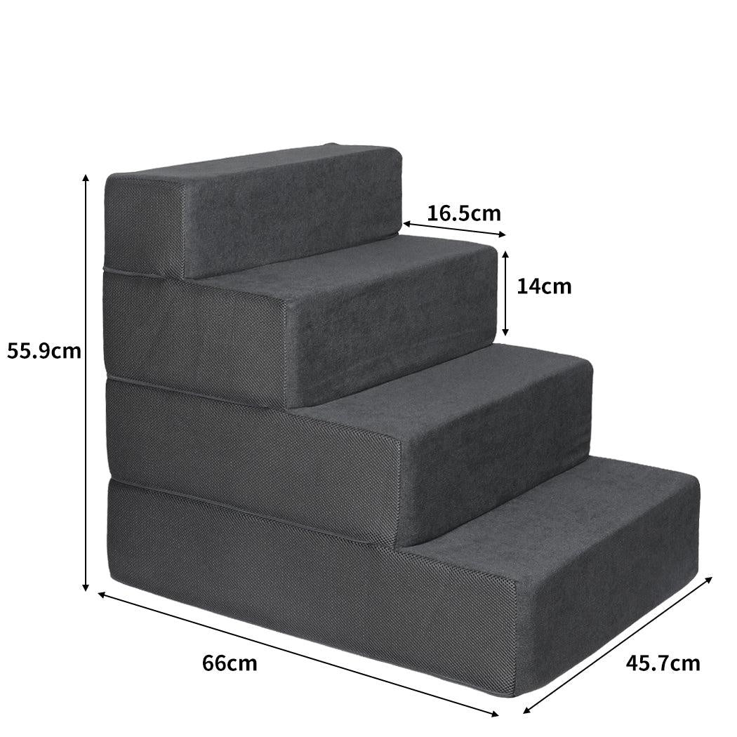PaWz Pet Stairs 4 Step Ramp Portable Adjustable Climbing Ladder Soft Washable Deals499