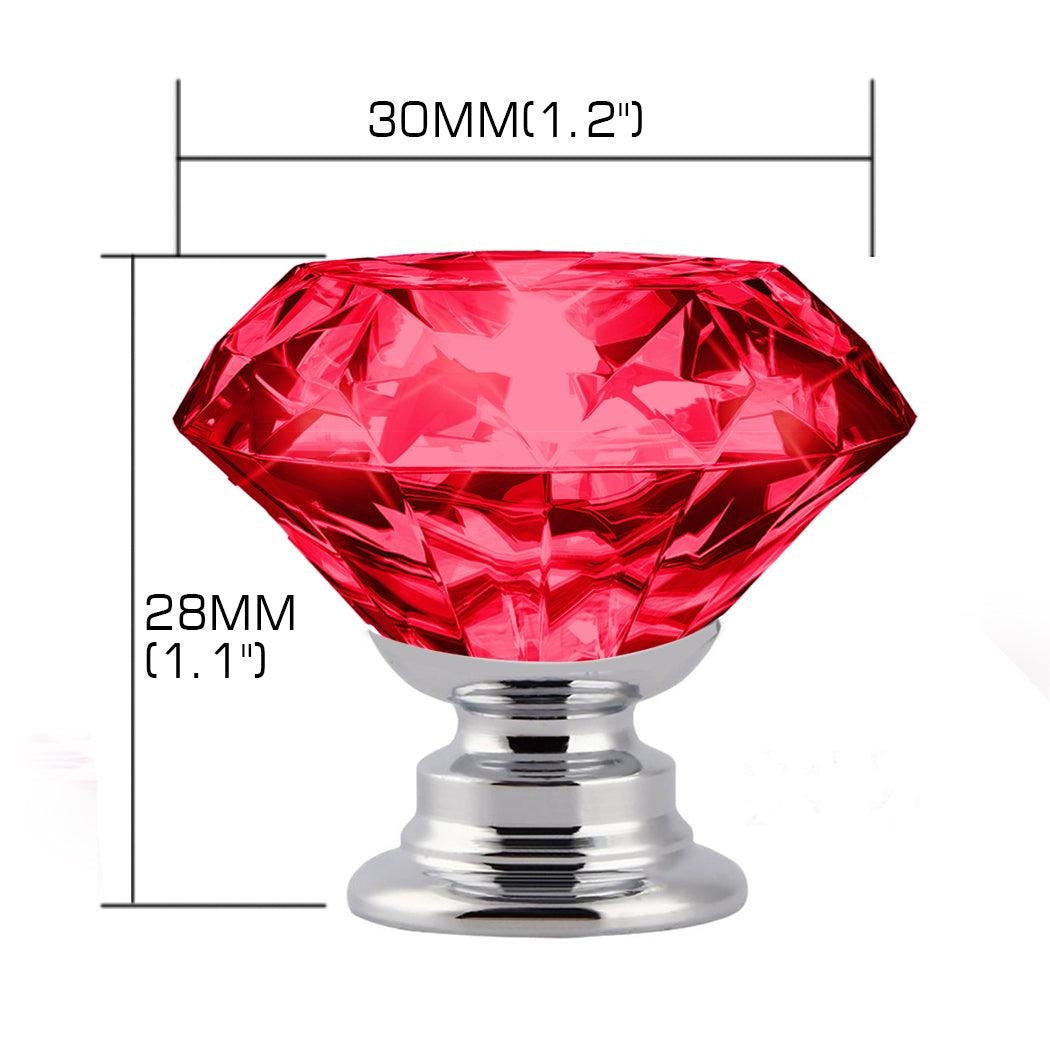 10 Pcs 30mm Red Diamond Shape Glass Door Knob Drawer Cabinet Handle Deals499