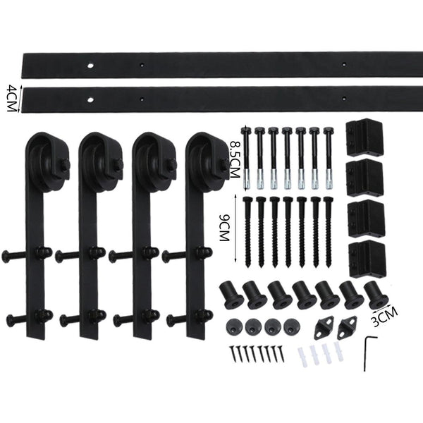 2.44M Antique Classic Style Double Sliding Barn Door Hardware Track Roller Kit Deals499