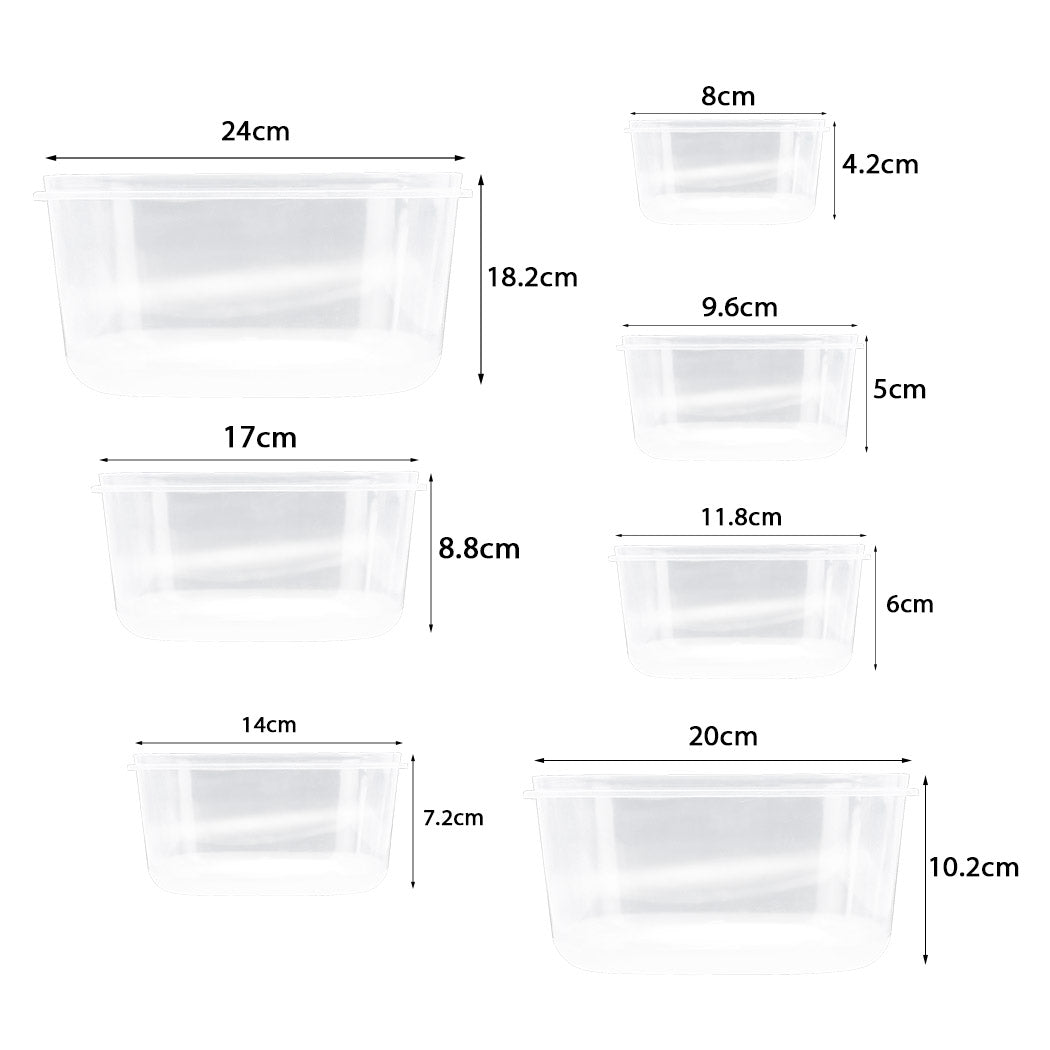 Set of 7 Reusable Bowl Food Fresh Keeping Sealing Lid Container Cover Plastic AU Deals499