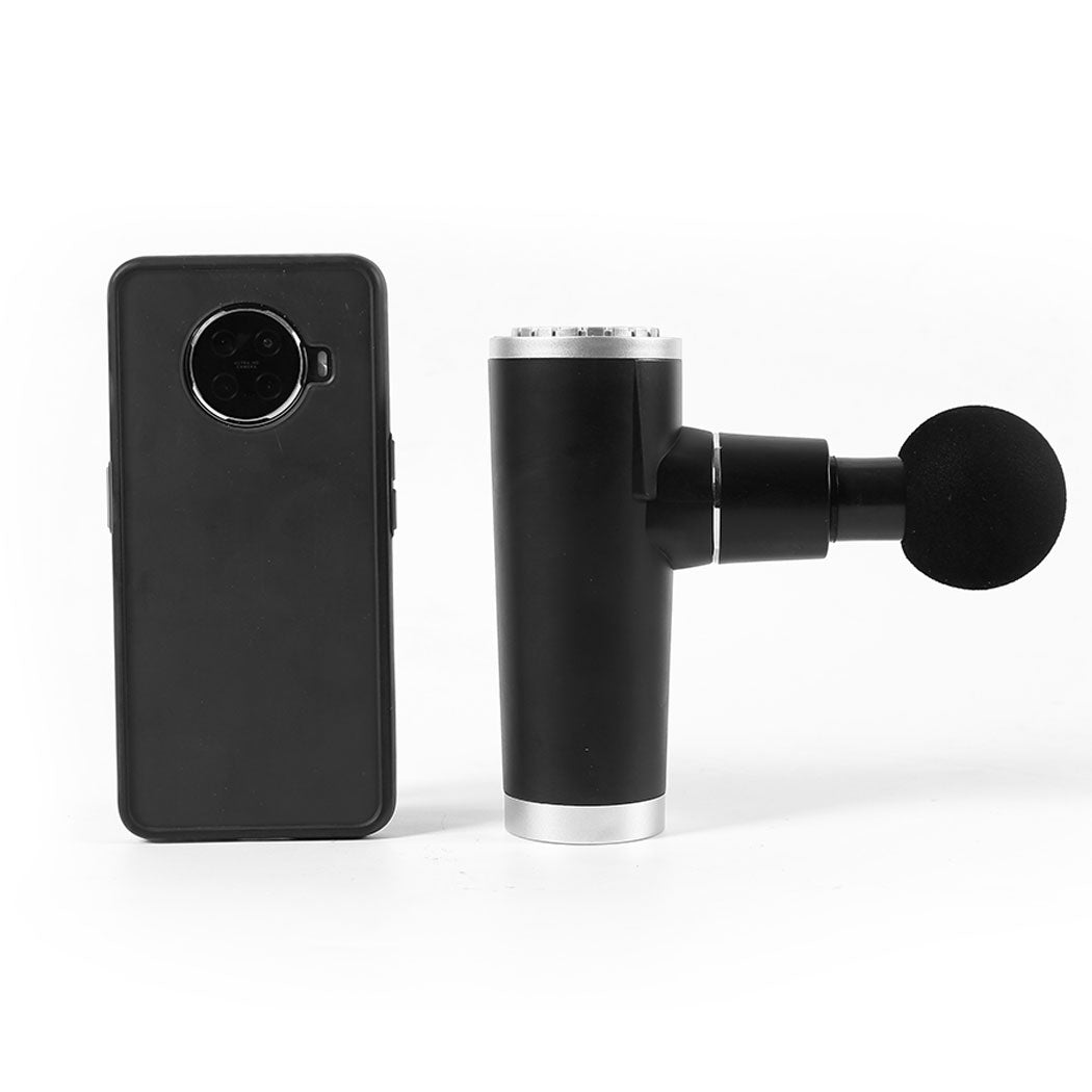 Mini Massage Gun Massager Muscle Vibrating Relaxing Tissue Percussion 4 Head USB Charcoal Deals499
