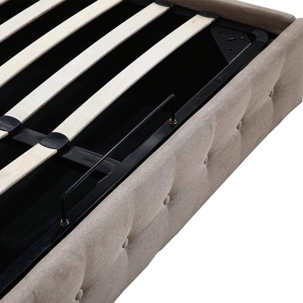 Levede Bed Frame Base With Gas Lift Queen Size Platform Fabric Deals499