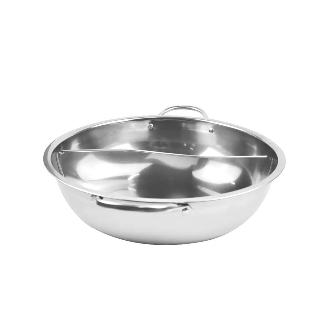 34cm Stainless Steel Twin Mandarin Duck Hot Pot Induction Cooker With Lid Deals499