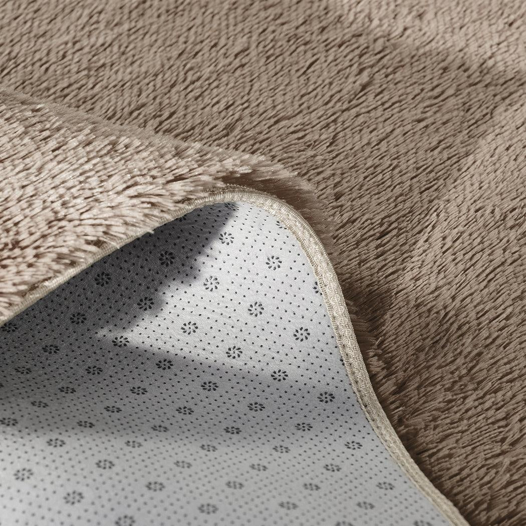 Designer Soft Shag Shaggy Floor Confetti Rug Carpet Home Decor 200x230cm Tan Deals499