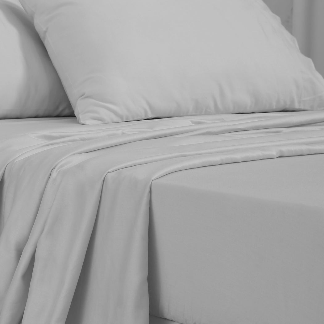 DreamZ 4 Pcs Natural Bamboo Cotton Bed Sheet Set in Size King Grey Deals499