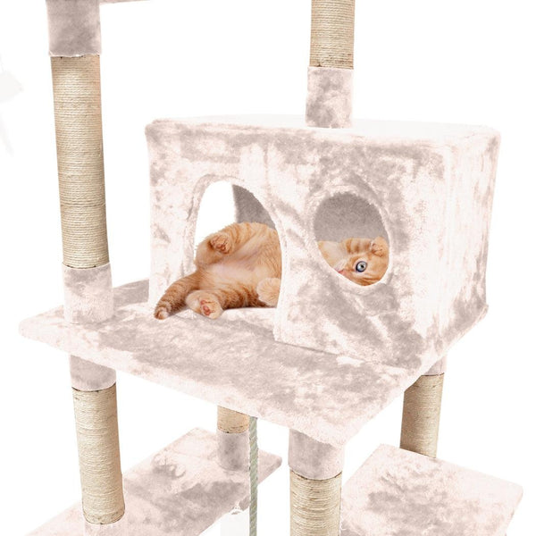 PaWz 1.83M Cat Scratching Post Tree Gym House Condo Furniture Scratcher Tower Cream Deals499