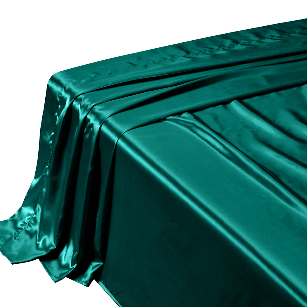 DreamZ Silk Satin Quilt Duvet Cover Set in Single Size in Teal Colour Deals499