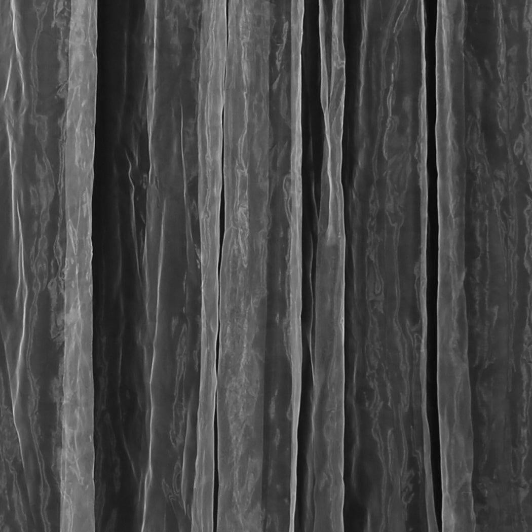 2x Blockout Curtains Panels 3 Layers with Gauze Room Darkening 180x230cm Black Deals499