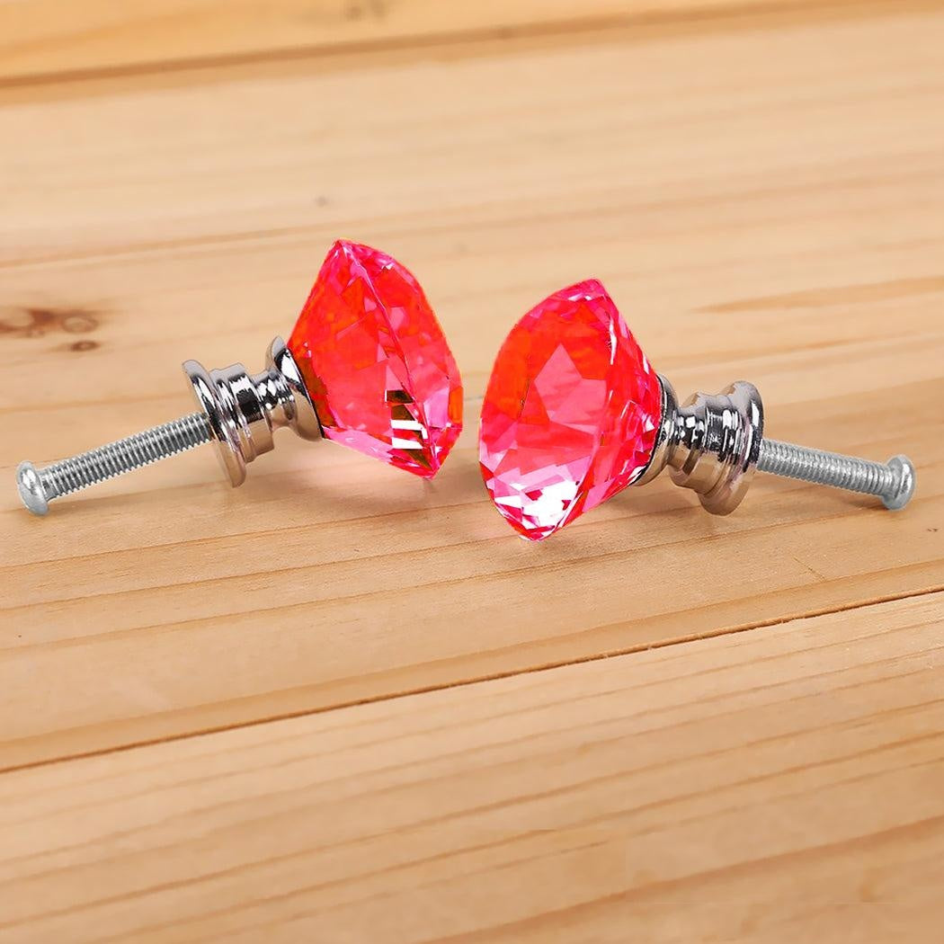 10 Pcs 30mm Red Diamond Shape Glass Door Knob Drawer Cabinet Handle Deals499