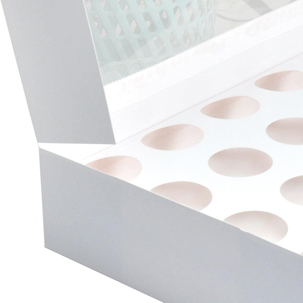24 Holes Cupcake Boxes 5/20 Pk Window Face With Inserts Cake Boxes Board Deals499