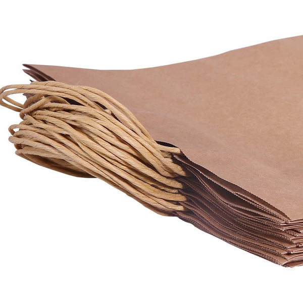 50x Brown Paper Bag Kraft Eco Recyclable Gift Carry Shopping Retail Bags Handles Deals499