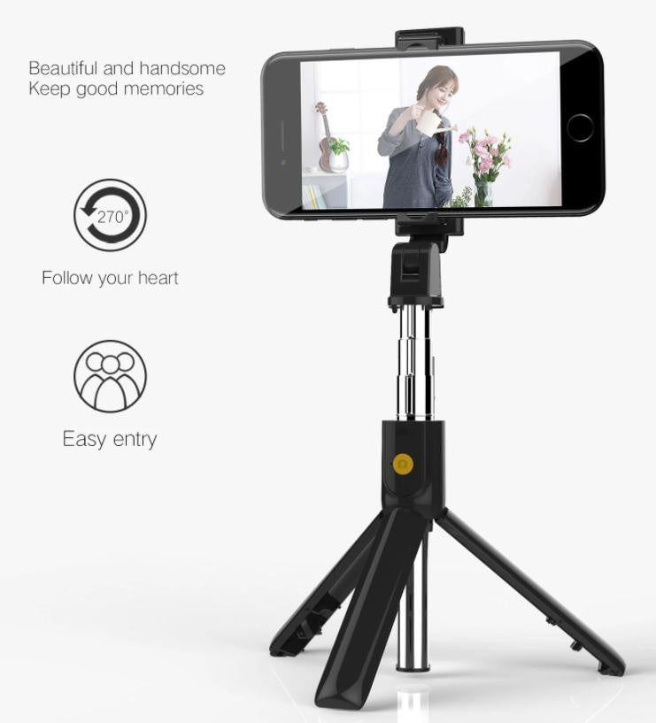 Bluetooth Selfie Stick Tripod Extendable Stick Phone Tripod With Detachable Remote Holder Deals499