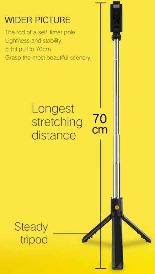 Bluetooth Selfie Stick Tripod Extendable Stick Phone Tripod With Detachable Remote Holder Deals499