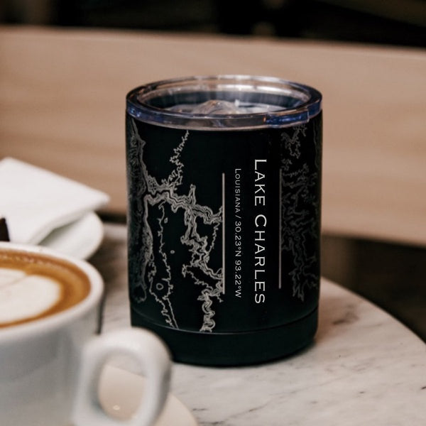 Lake Charles - Louisiana Map Insulated Cup in Matte Black Cyan Castor