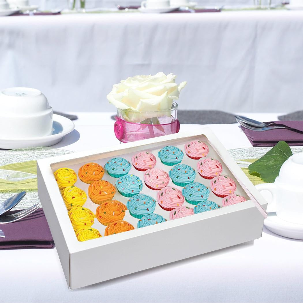 24 Holes Cupcake Boxes 5/20 Pk Window Face With Inserts Cake Boxes Board Deals499