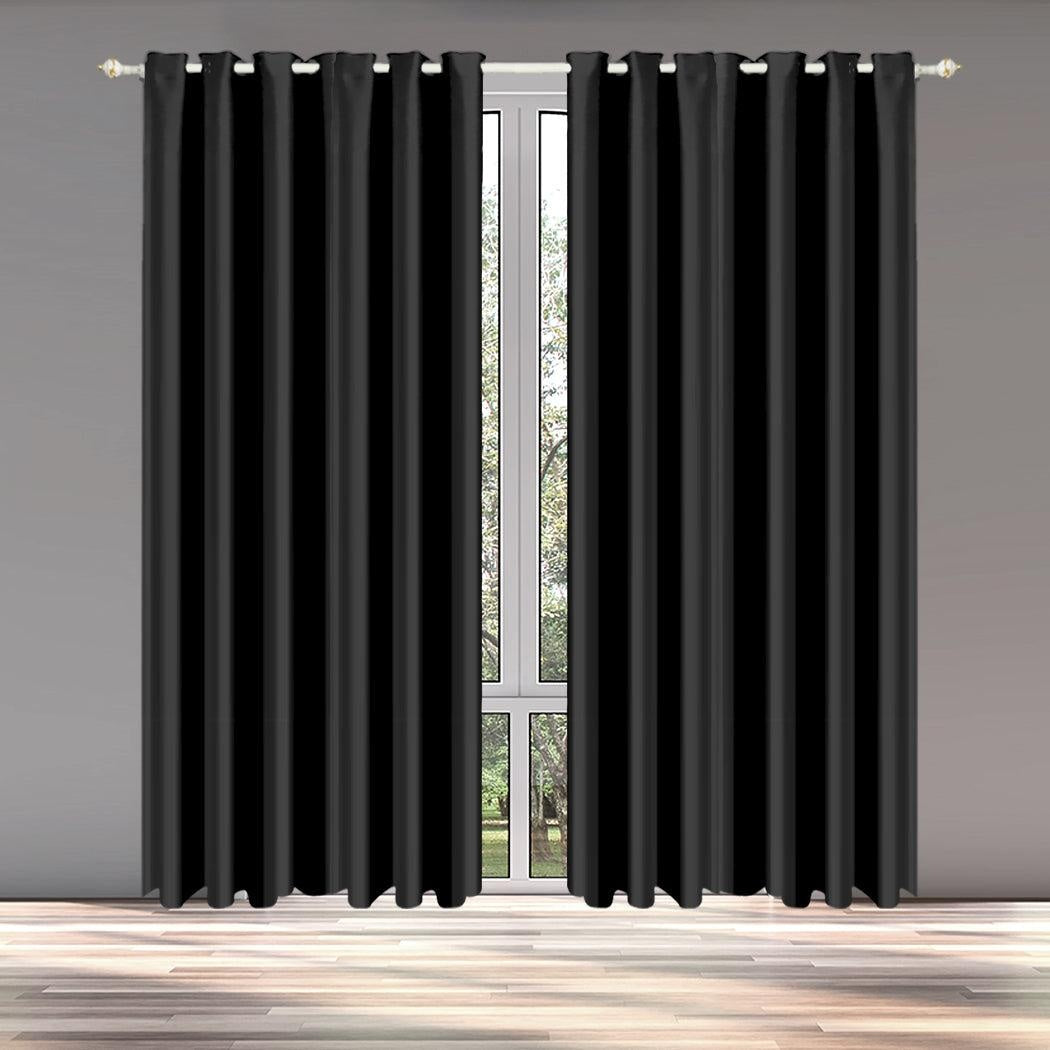 2x Blockout Curtains Panels Blackout 3 Layers Eyelet Room Darkening 240x230cm Deals499