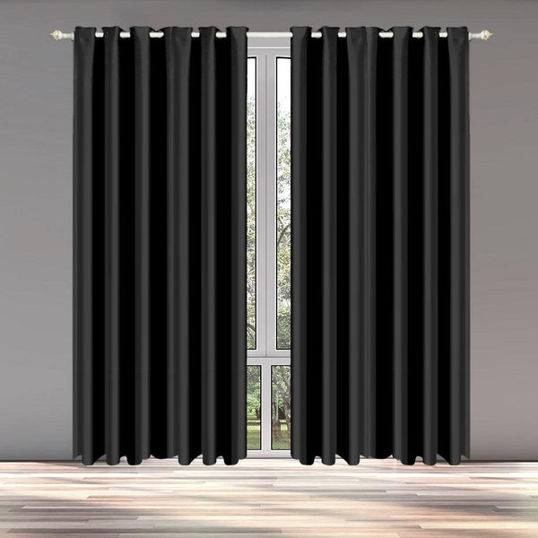 2x Blockout Curtains Panels Blackout 3 Layers Eyelet Room Darkening 240x230cm Deals499