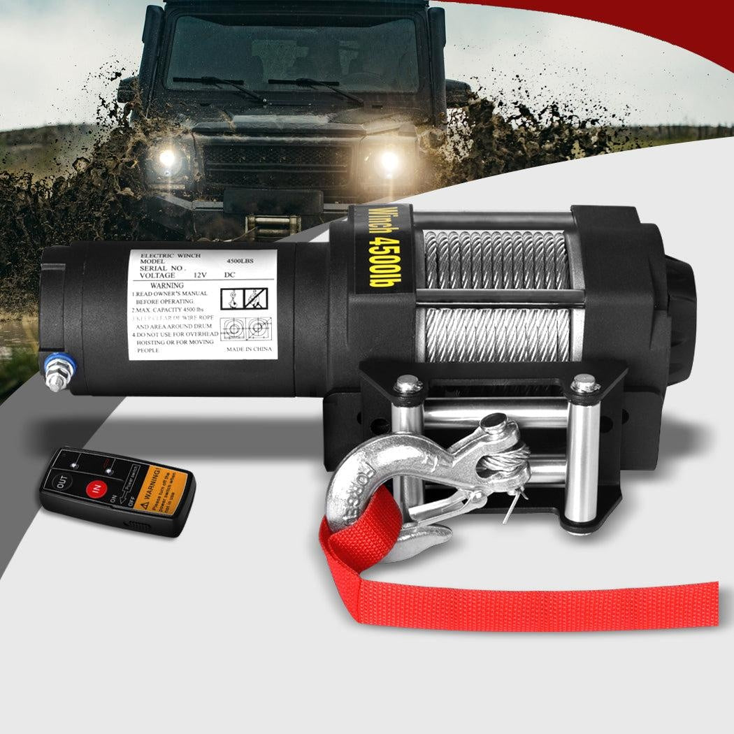 4500 LBS / 2041KGS Wireless Electric Winch 12V ATV 4WD Boat Steel Cable Remote Control Deals499